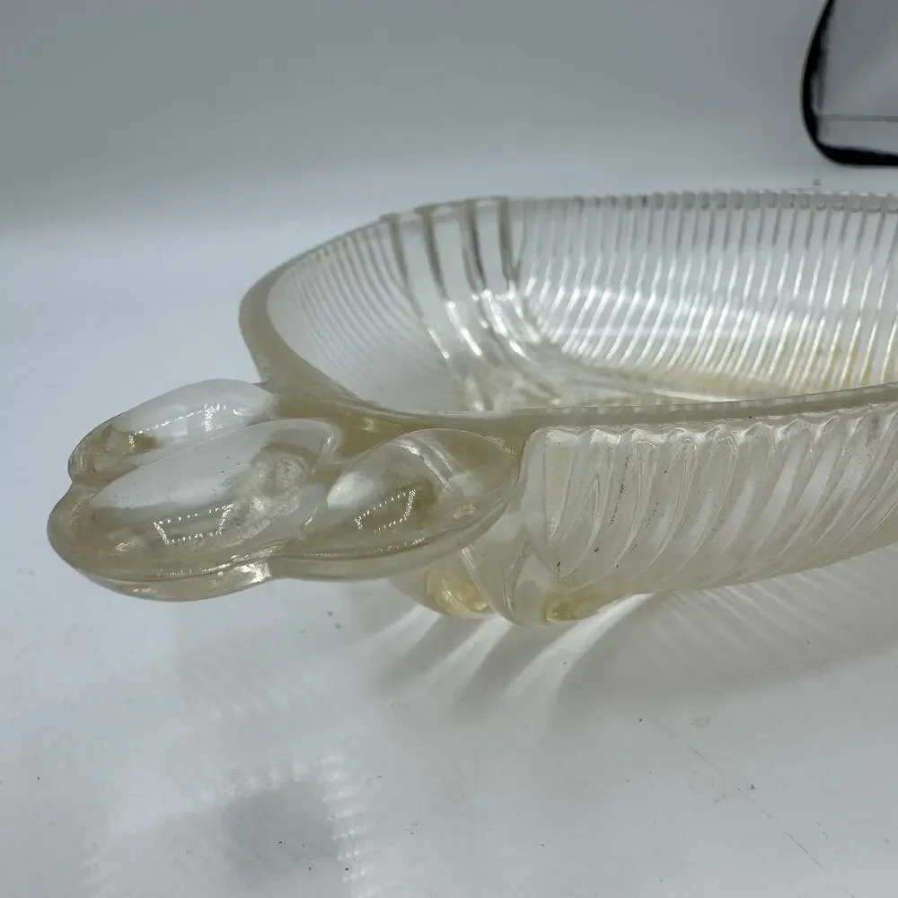 Vintage Bon Bon Dish Hazel Atlas Art Deco Nappy Triangle Handled 6 inch